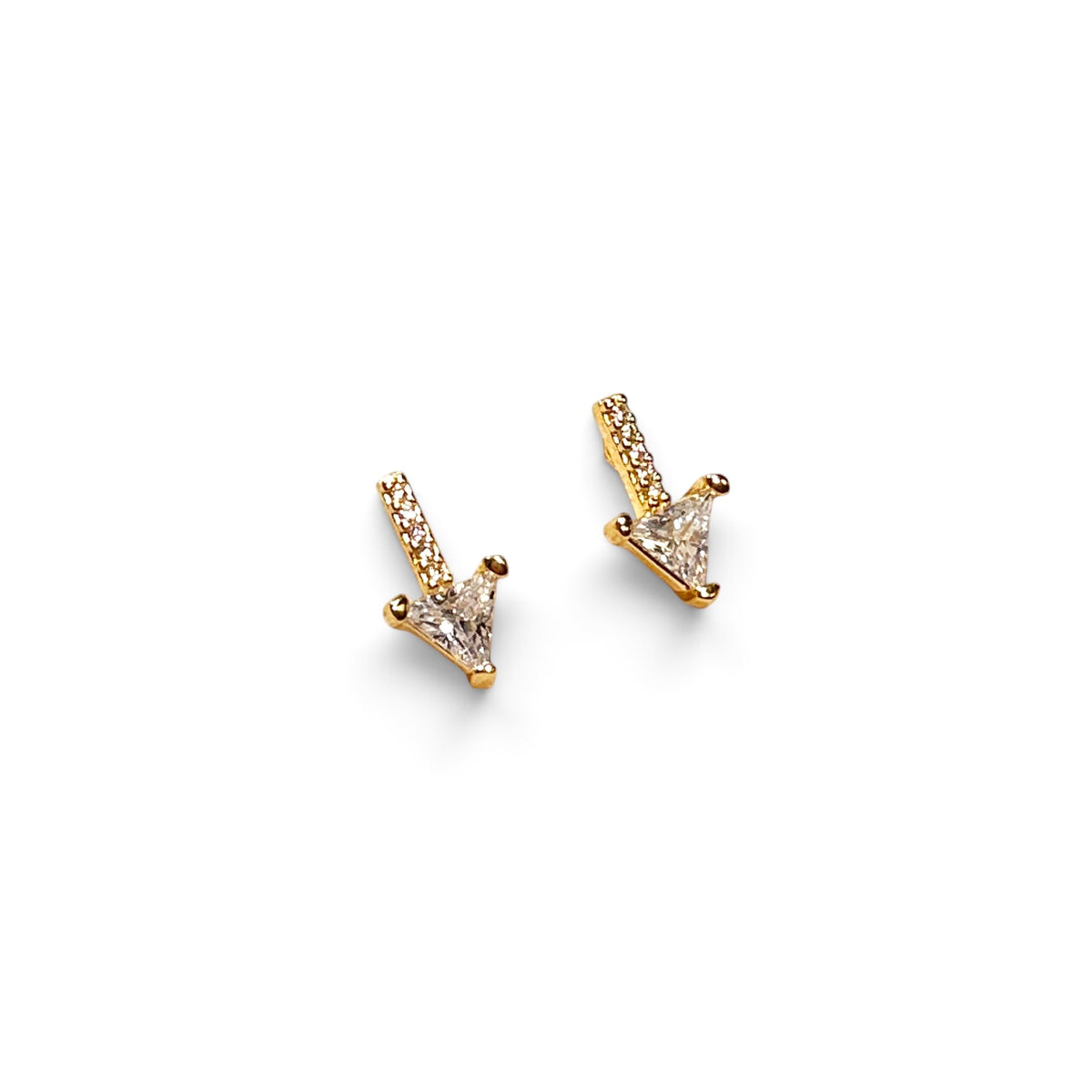 Skillus Pavé Bar Triangle CZ 18K Gold Filled Stud Earrings