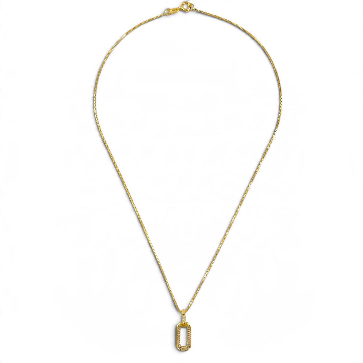 Skillus Rectangle Link CZ 20mm Necklace