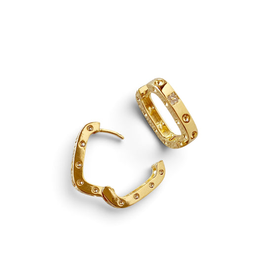Skillus Shape CZ Huggie Hoop Earrings