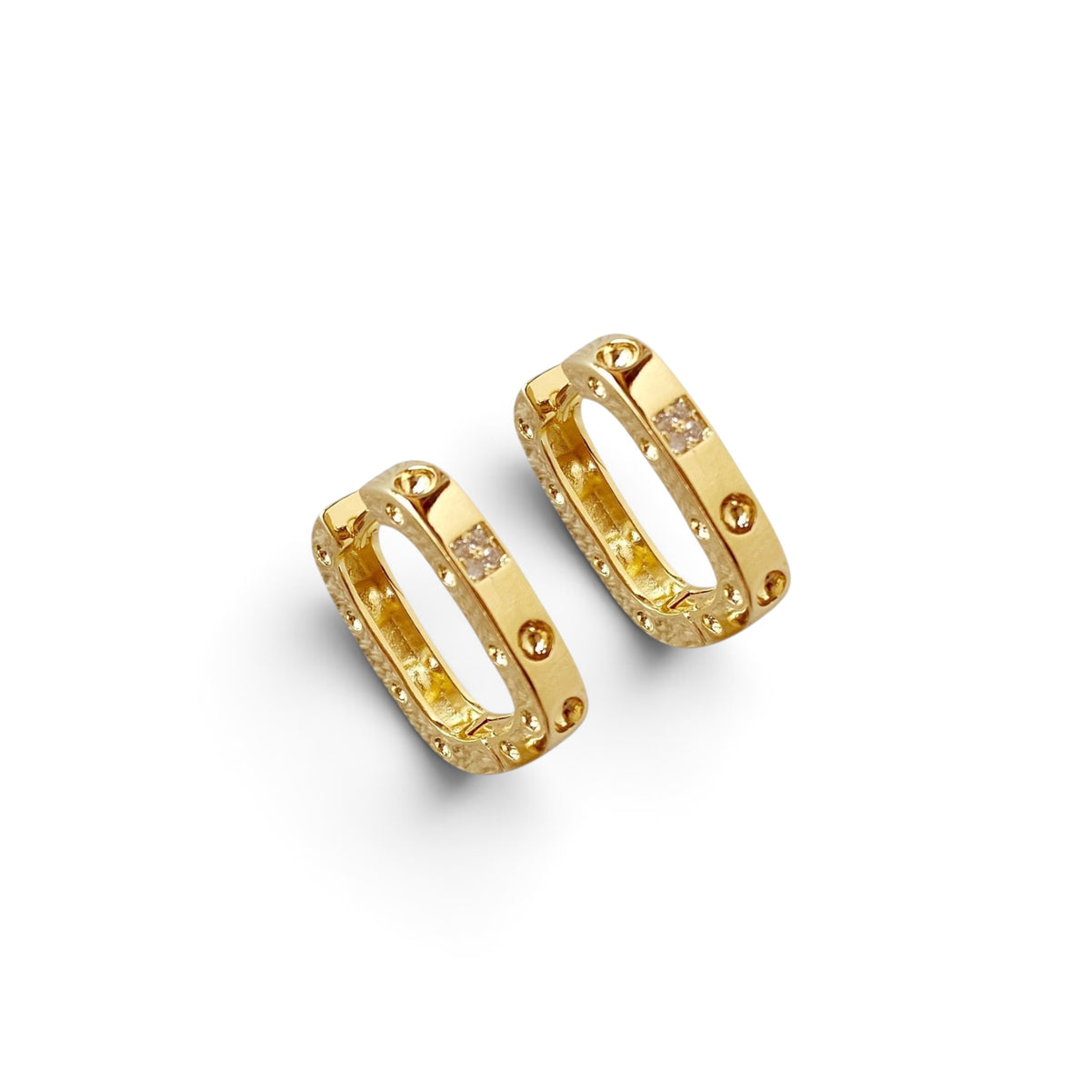 Skillus Shape CZ Huggie Hoop Earrings Angled