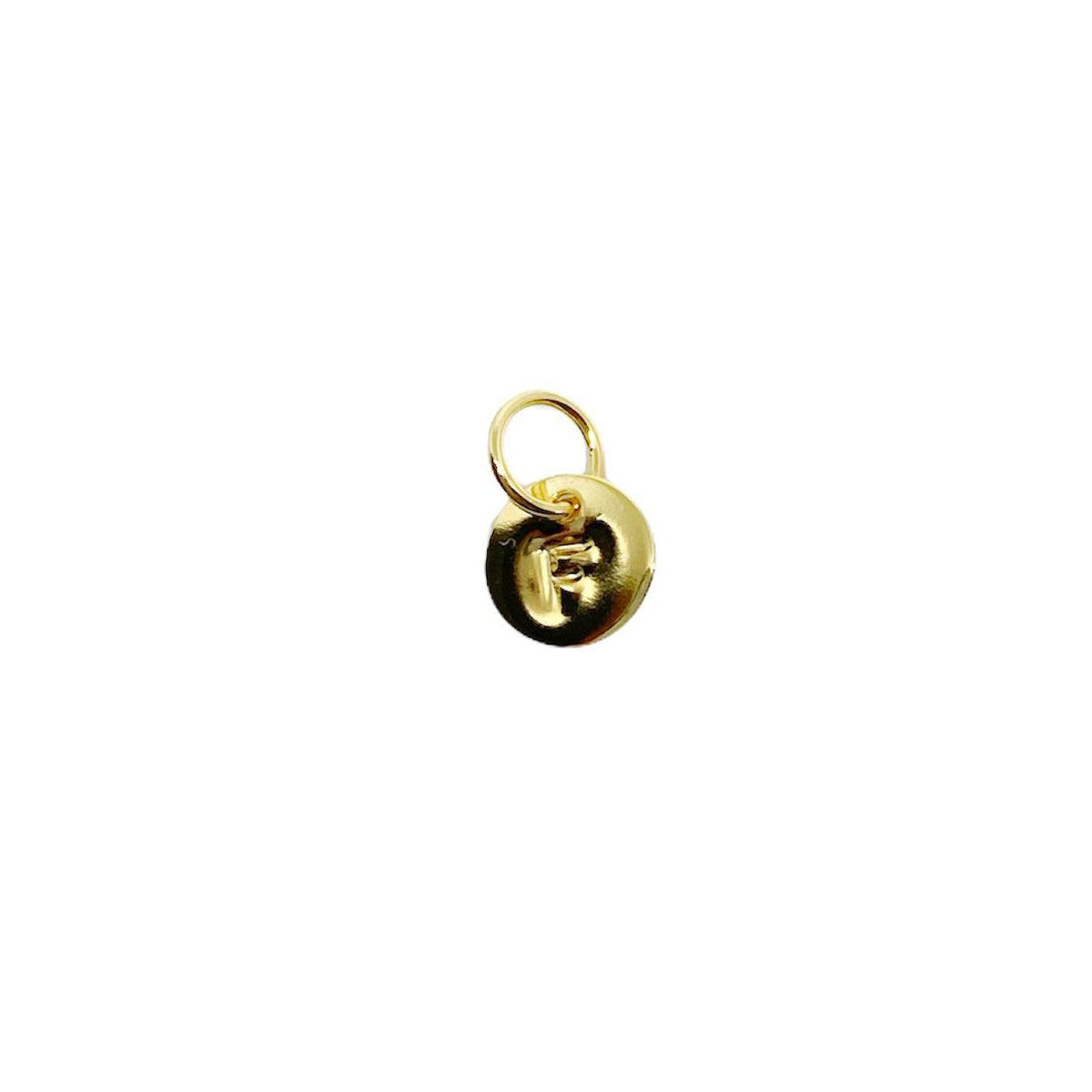 Initial Letter Round 6mm Charm in 18K gold-filled, letter F