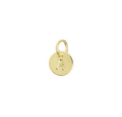 Initial Letter Round 6mm Charm in 18K gold-filled, letter A