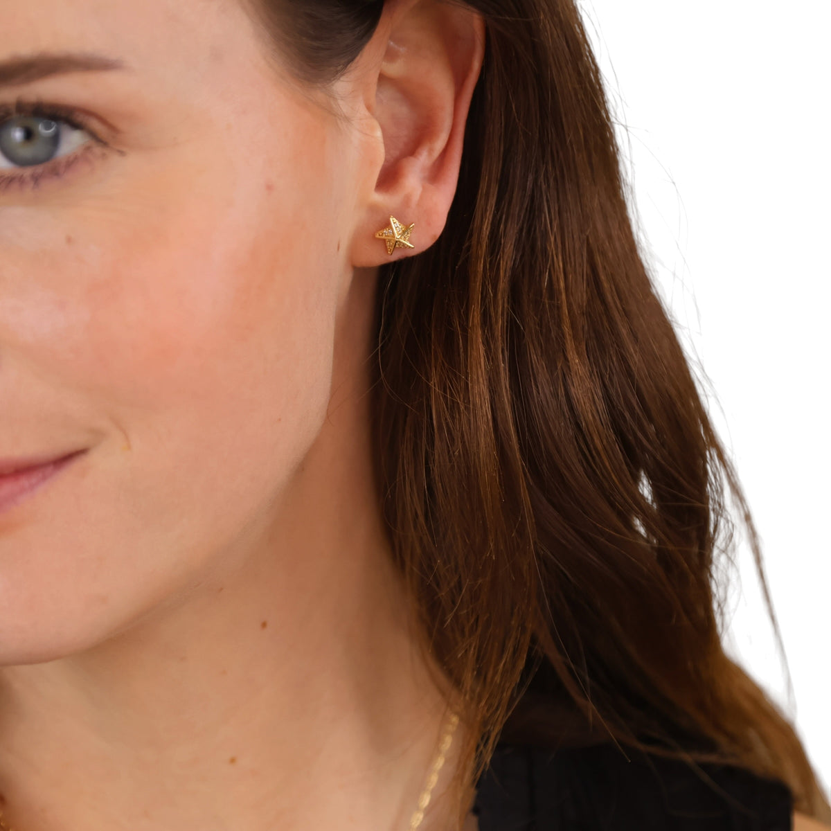 Stella a Mulinello CZ Stud Earrings on Ear