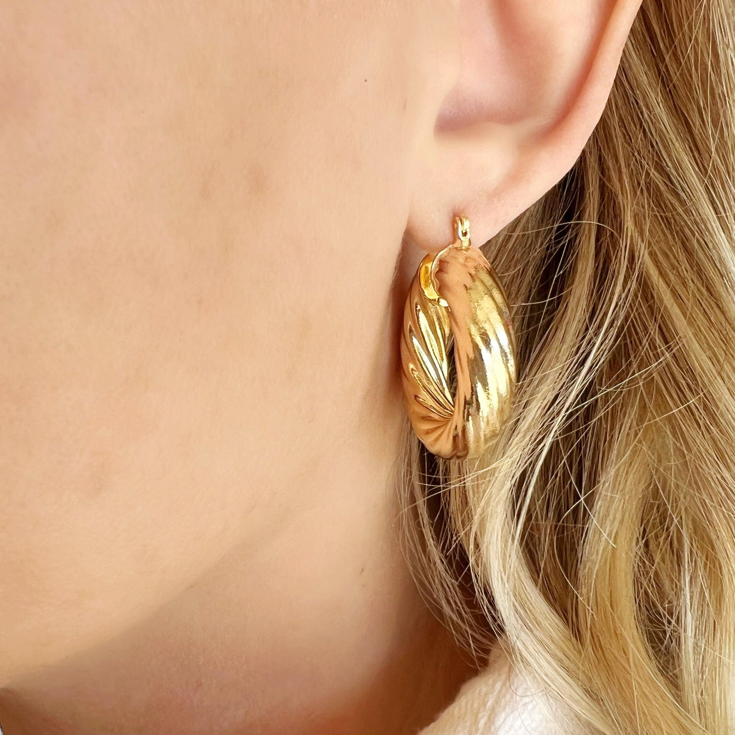 Twisted Tube 30mm 18K Gold Filled Hoop Earrings