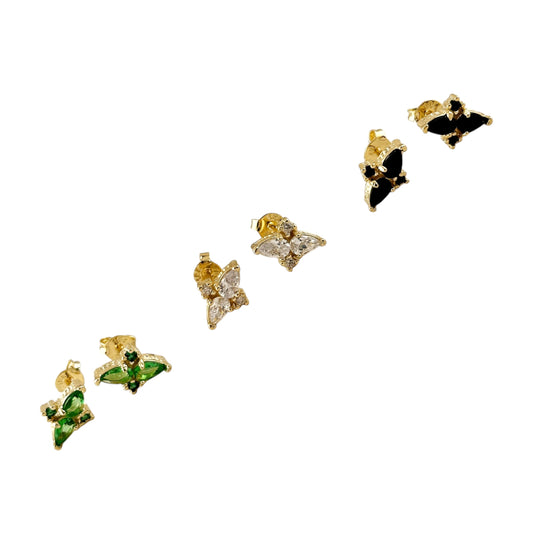 Vintage Flower CZ Stud Earrings sideways