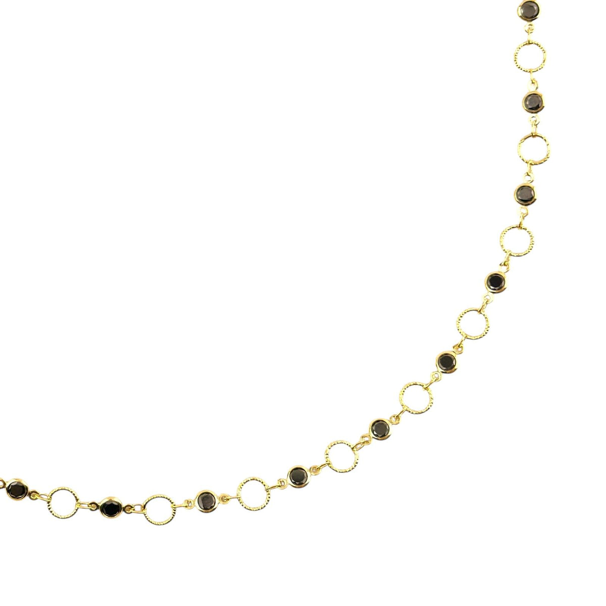 Black CZ Circles Belly Chain in 18K gold-filled, view 2