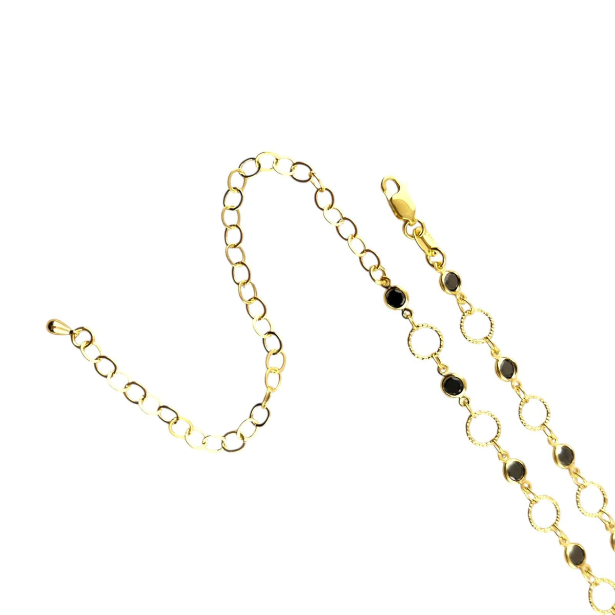 Black CZ Circles Belly Chain in 18K gold-filled, view 4