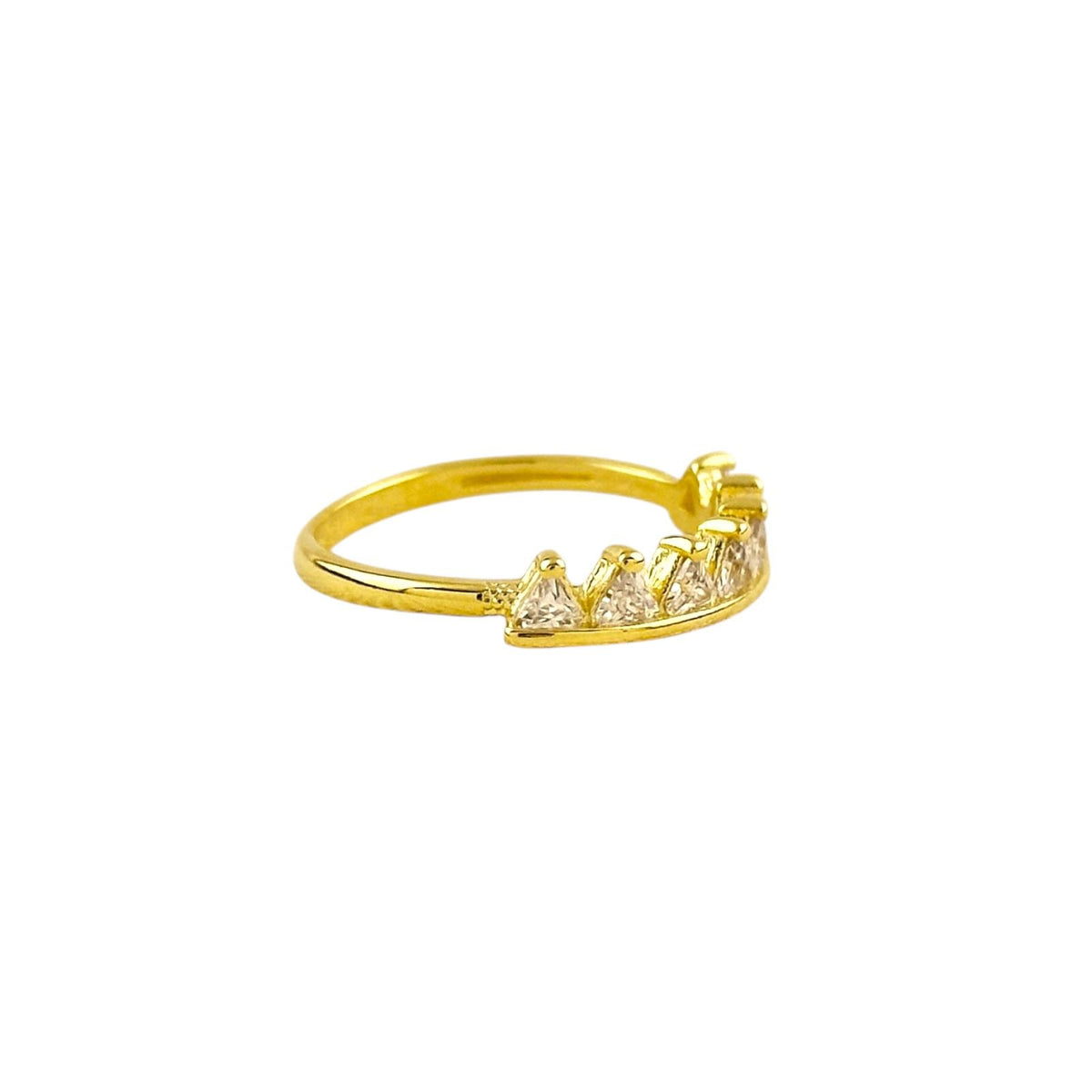 CZ Stones Crown Design Ring in 18K gold-filled, view 2