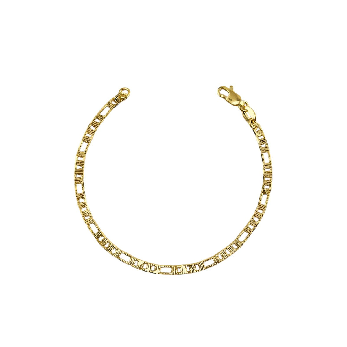 Textured Figaro Link Chain Bracelet in 18K gold-filled