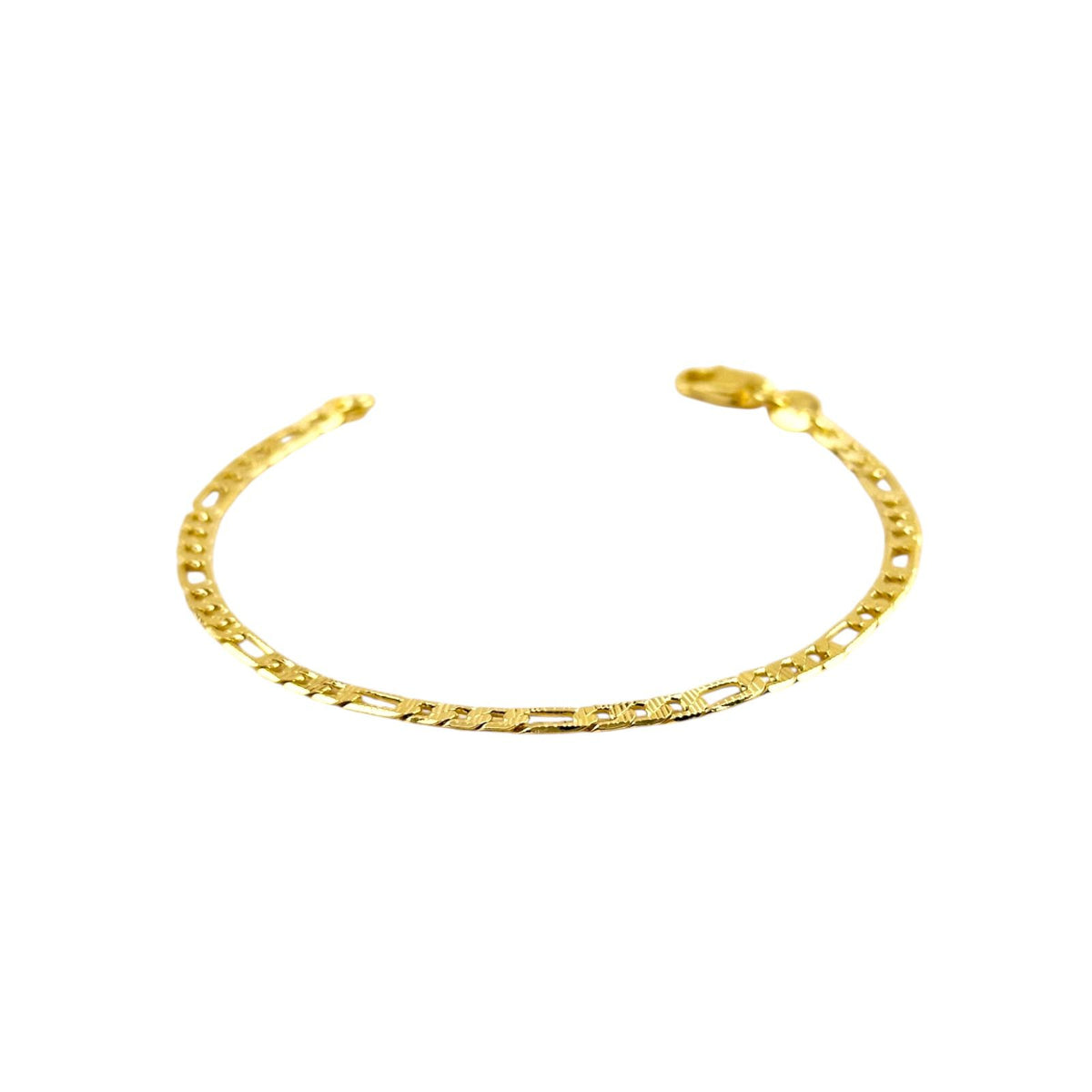 Textured Figaro Link Chain Bracelet in 18K gold-filled, view 4