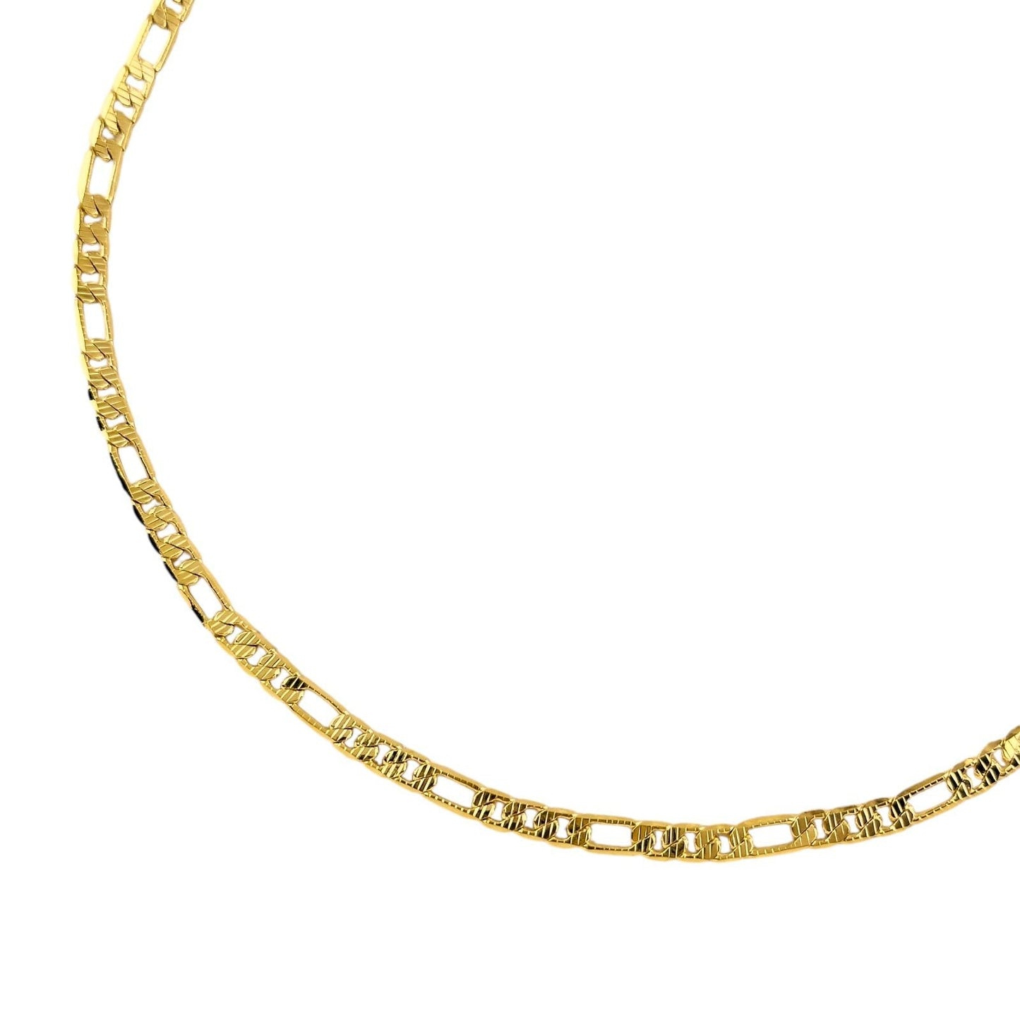 Textured Figaro Design 18K Gold Filled Chain Necklace