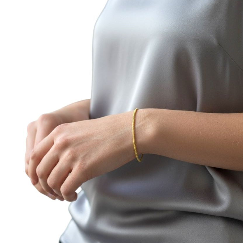 Square Rope Chain 2mm Bracelet in 18K gold-filled, view 5