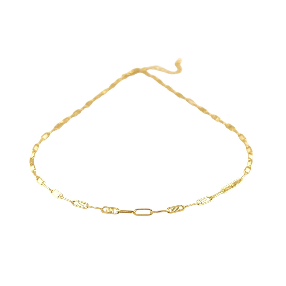 Textured Plate Link Chain Necklace in 18K gold-filled