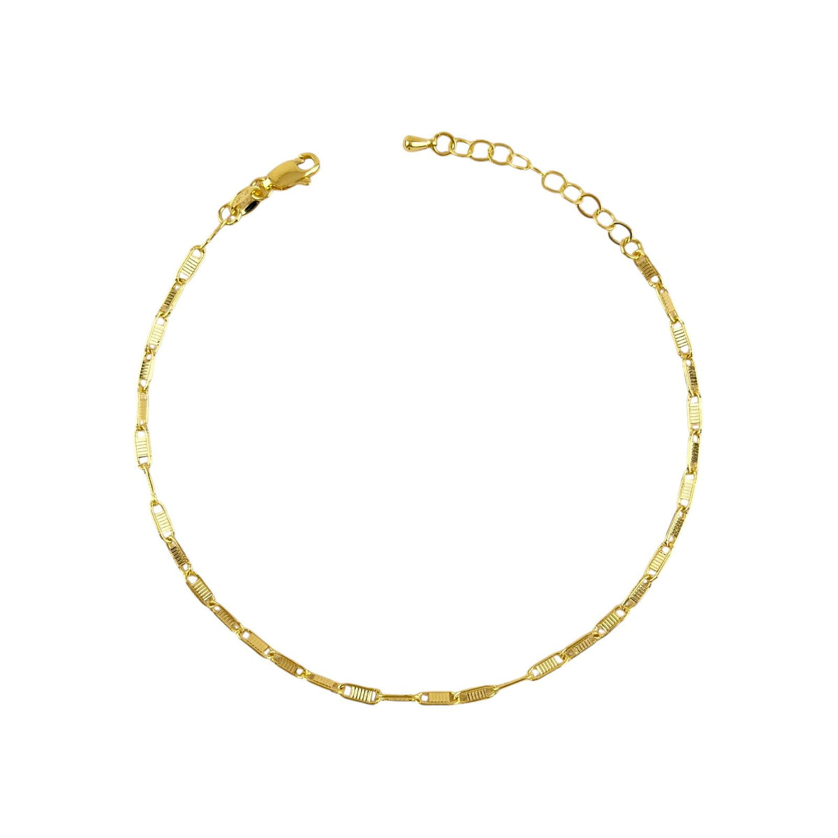 Textured Plate Link Chain Anklet in 18K gold-filled, view 2