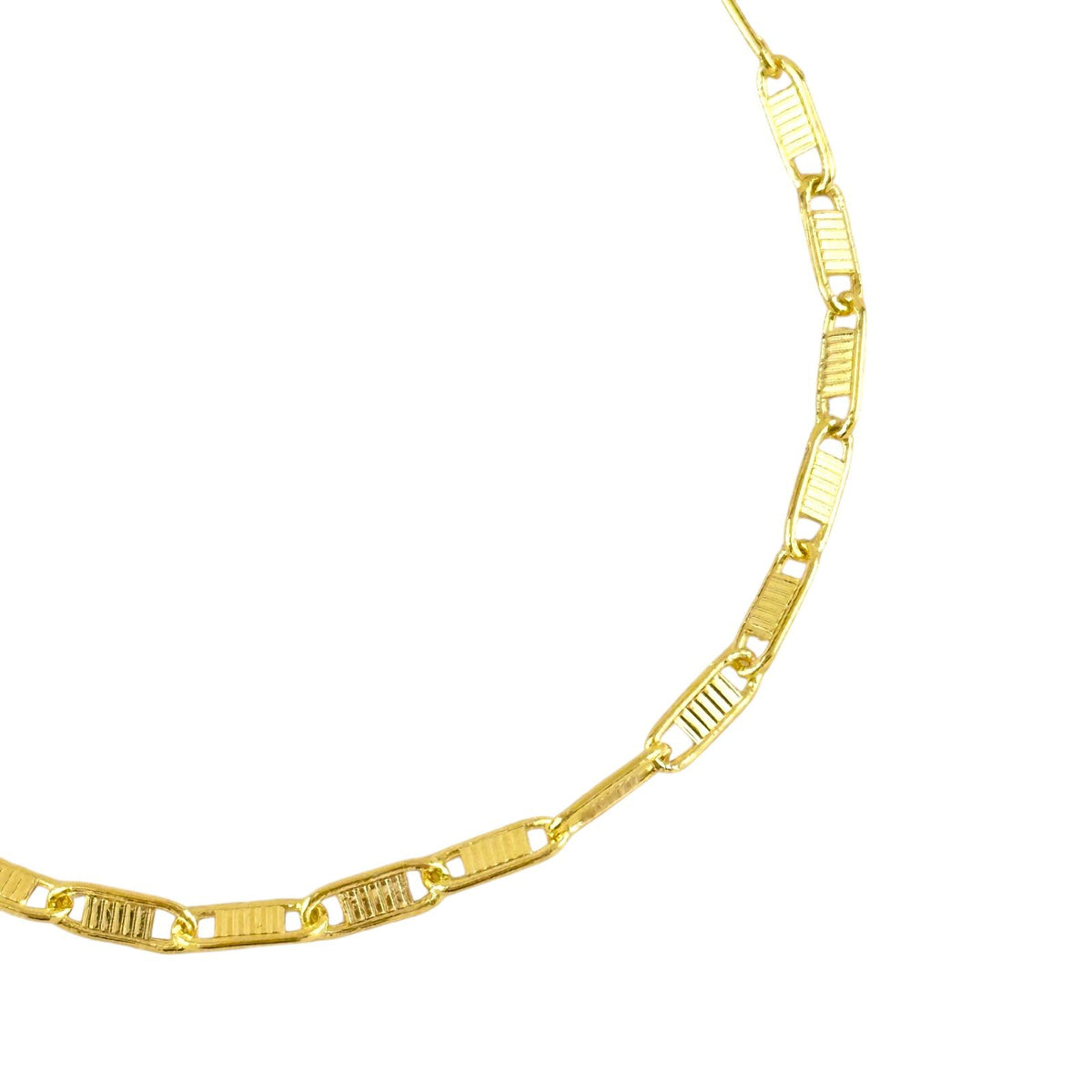 Textured Plate Link Chain Anklet in 18K gold-filled, view 4