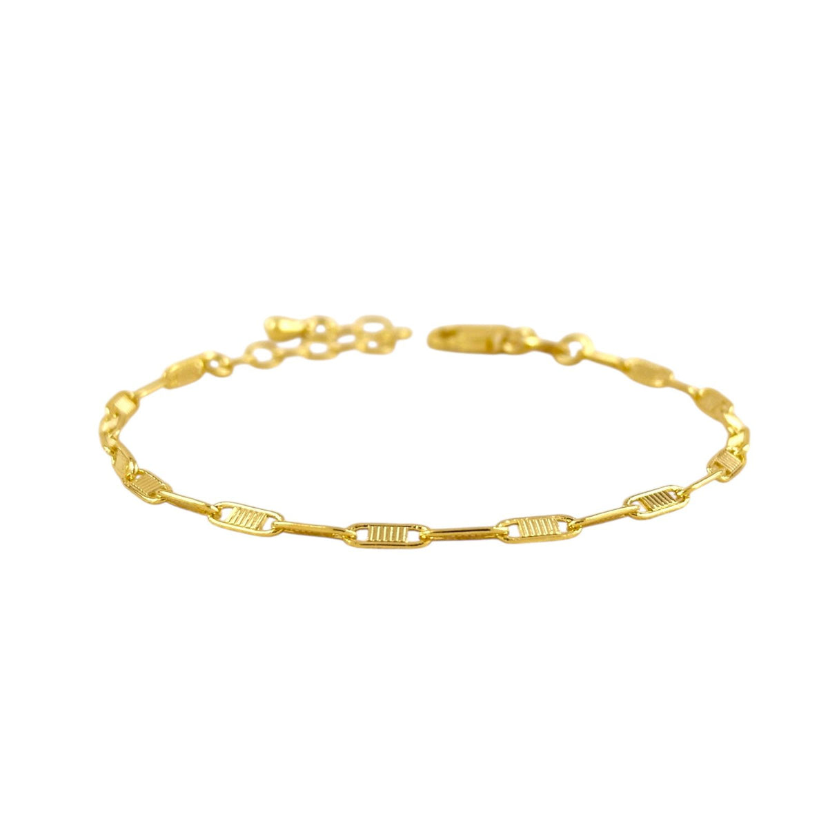 Textured Plate Link Chain Bracelet in 18K gold-filled