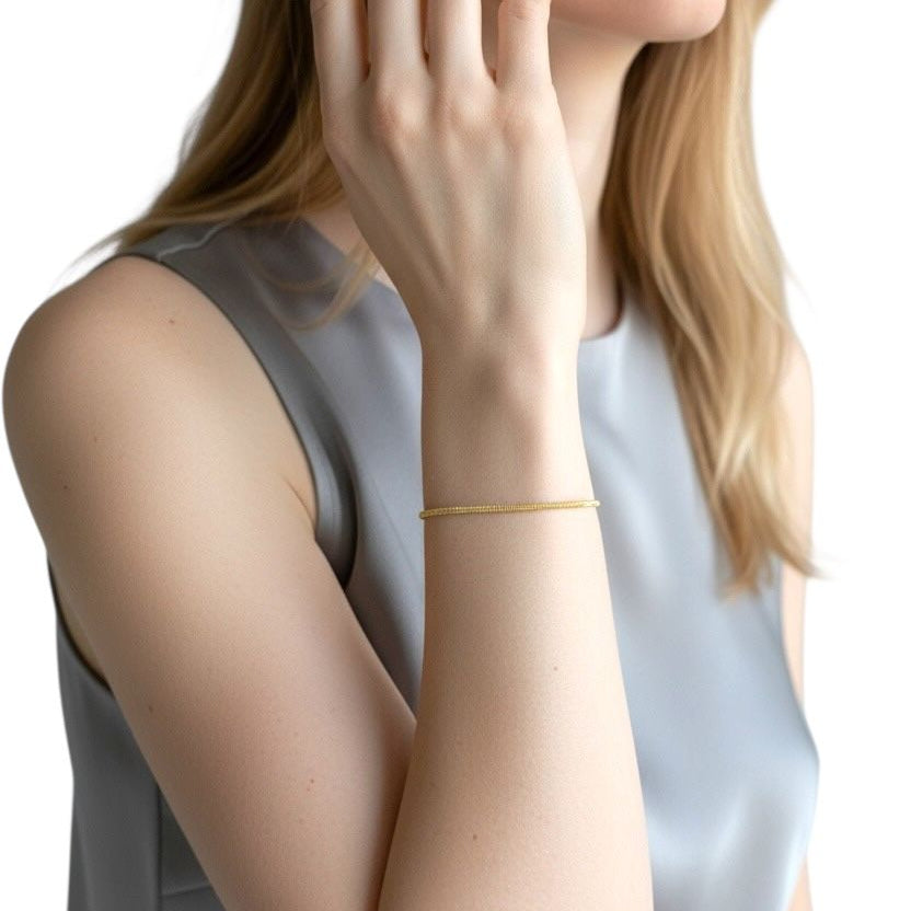Square Rope Chain 2mm Bracelet in 18K gold-filled, view 4