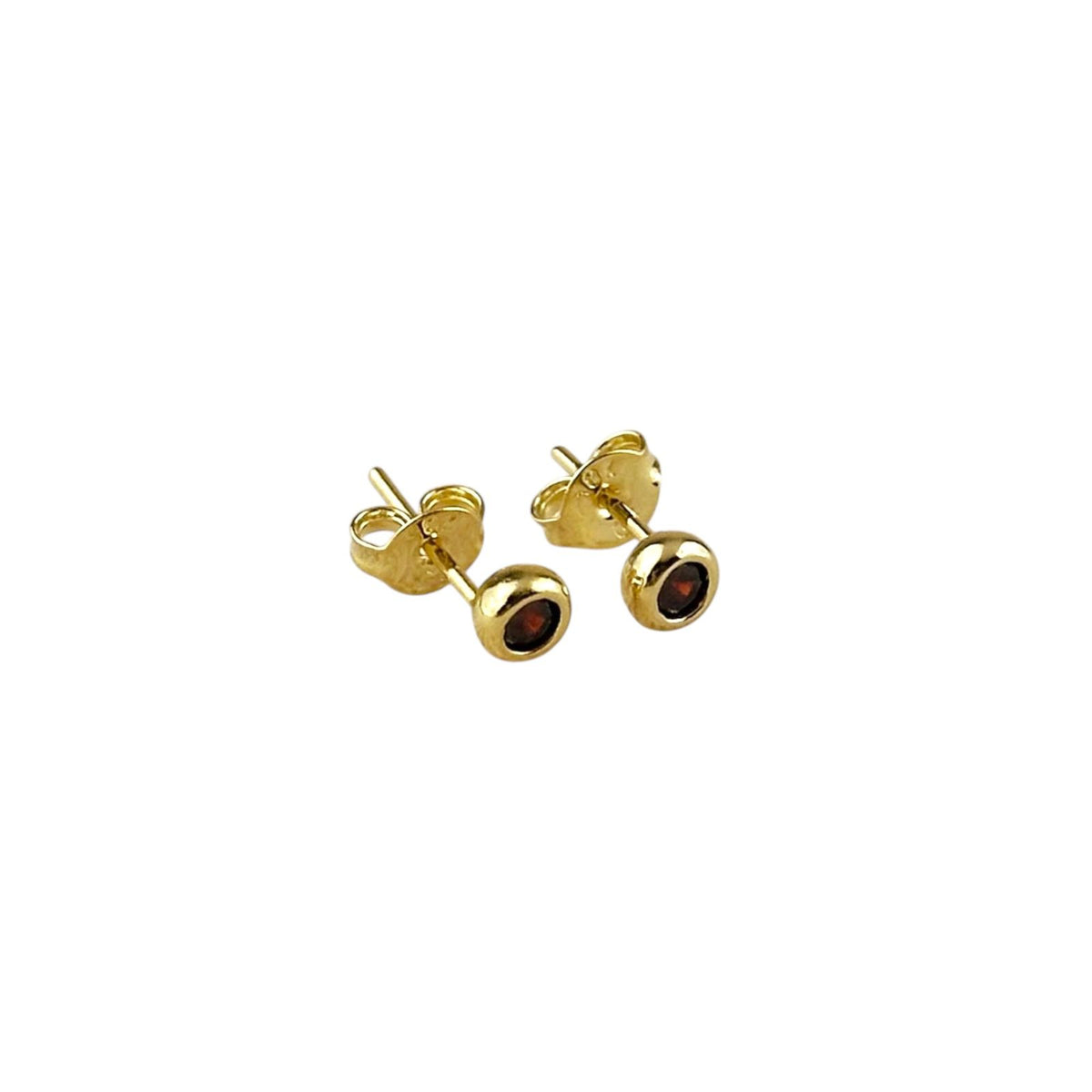 Pair of birthstone round bezel 4mm stud earrings in 18K gold-filled