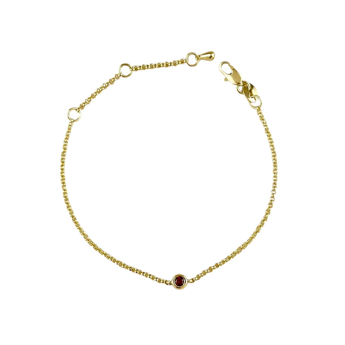 Birthstone Round Bezel CZ Bracelet in 18K gold-filled