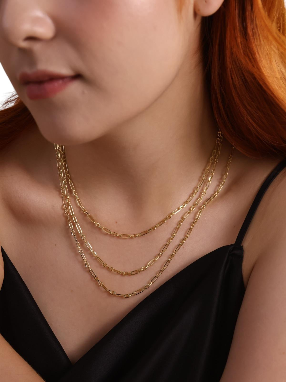 Figaro Link Chain Necklace in 18K gold-filled, view 5