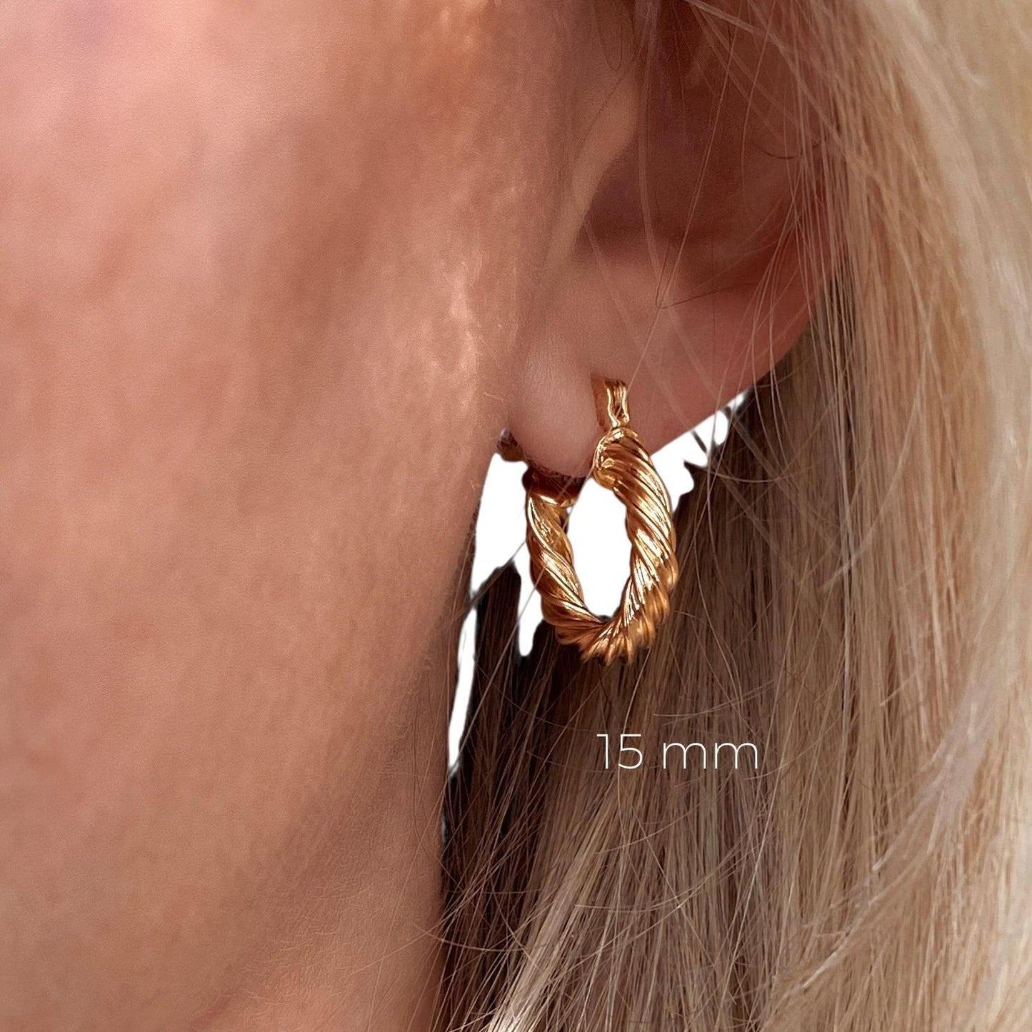 Twisted Design 18k Gold Filled Hoop Earrings