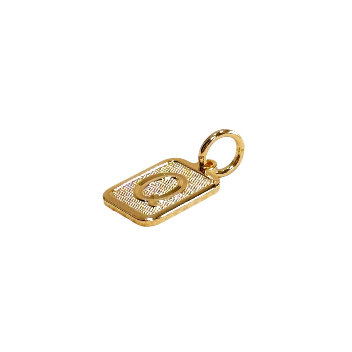Textured Initial Letter 15mm Rectangular Pendant in 18K gold-filled, view 21