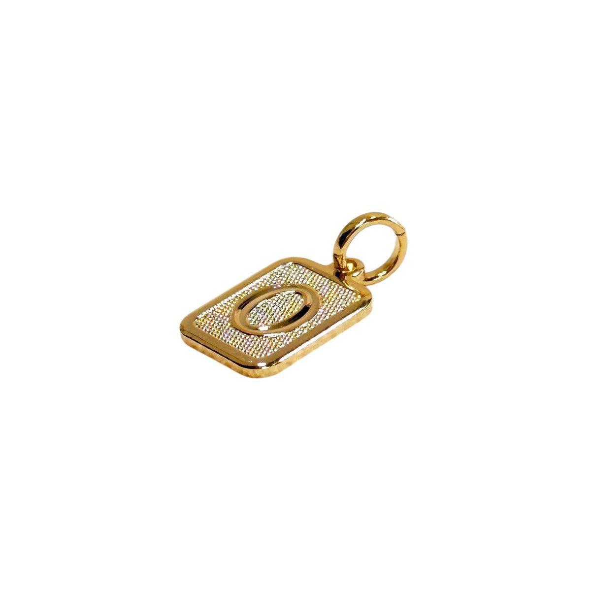 Textured Initial Letter 15mm Rectangular Pendant in 18K gold-filled, view 3
