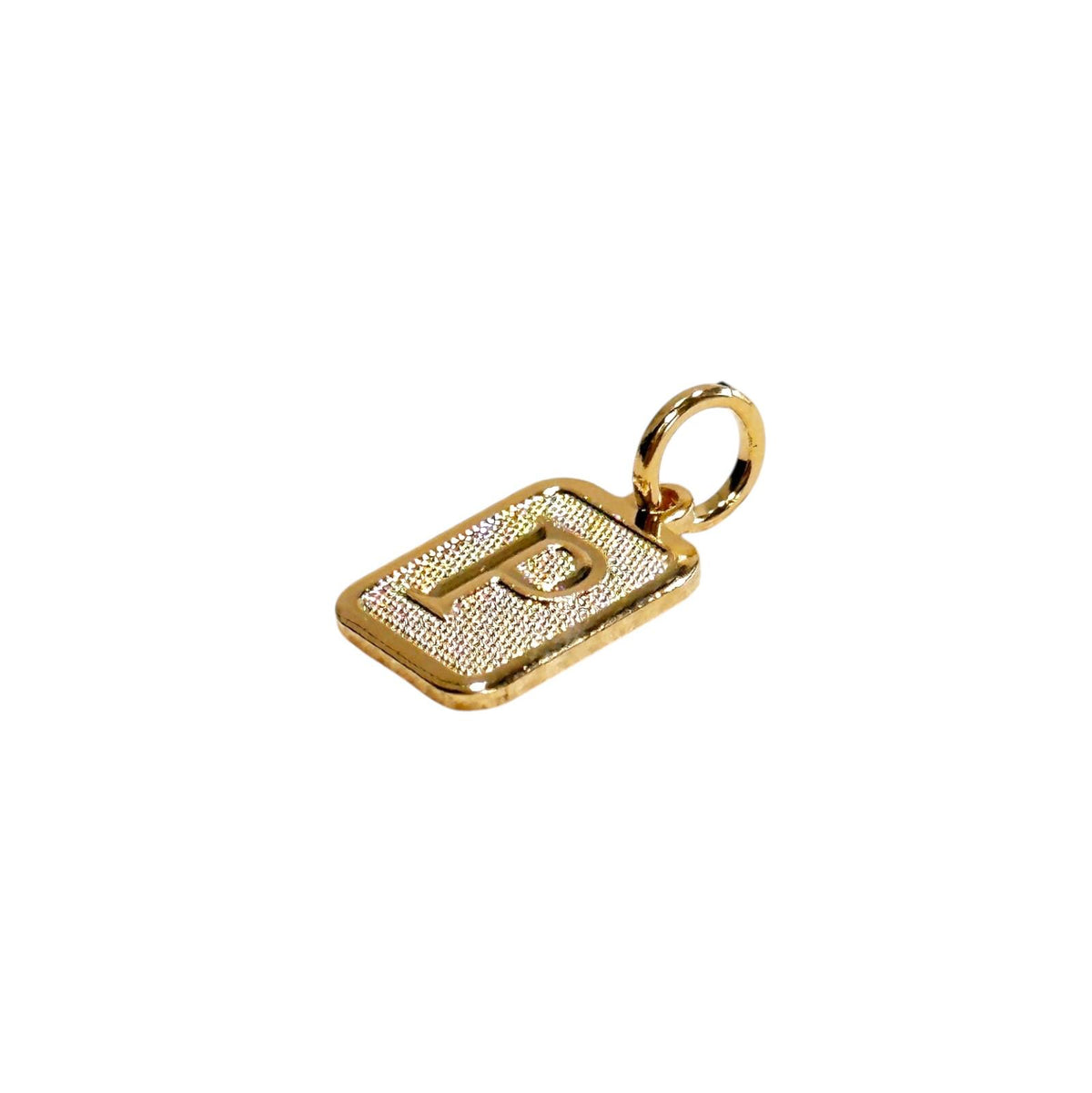 Textured Initial Letter 15mm Rectangular Pendant in 18K gold-filled, view 20