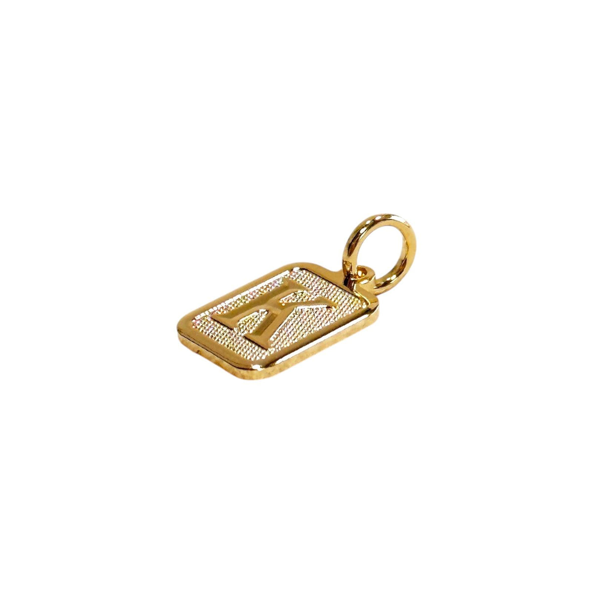 Textured Initial Letter 15mm Rectangular Pendant in 18K gold-filled, view 17