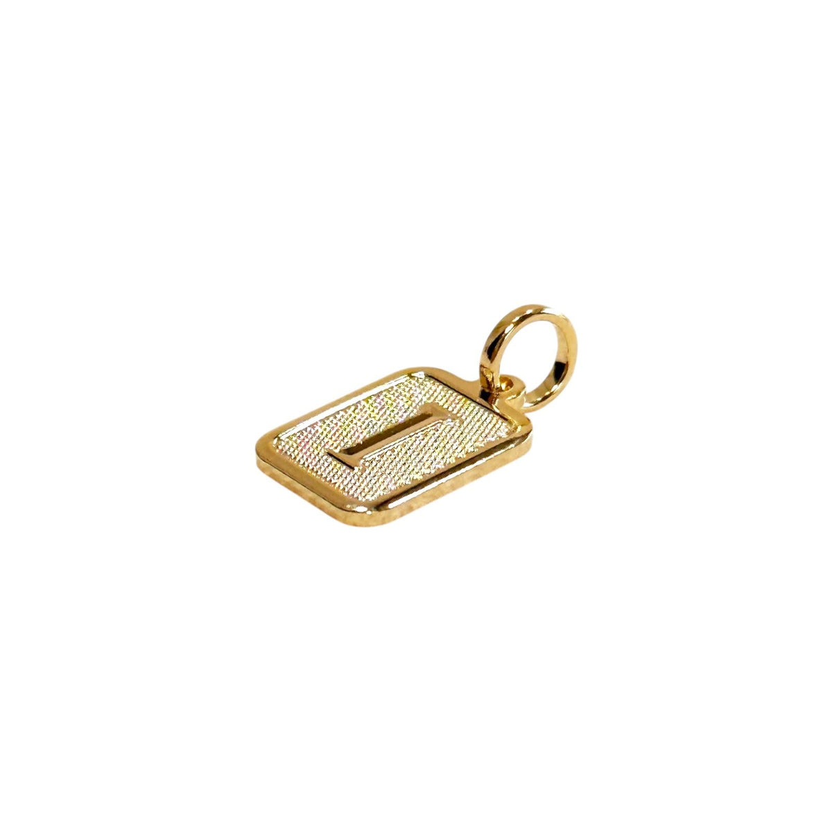 Textured Initial Letter 15mm Rectangular Pendant in 18K gold-filled, view 15