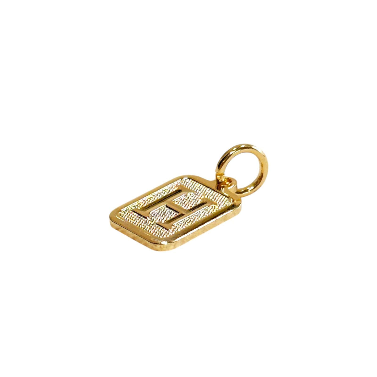 Textured Initial Letter 15mm Rectangular Pendant in 18K gold-filled, view 14
