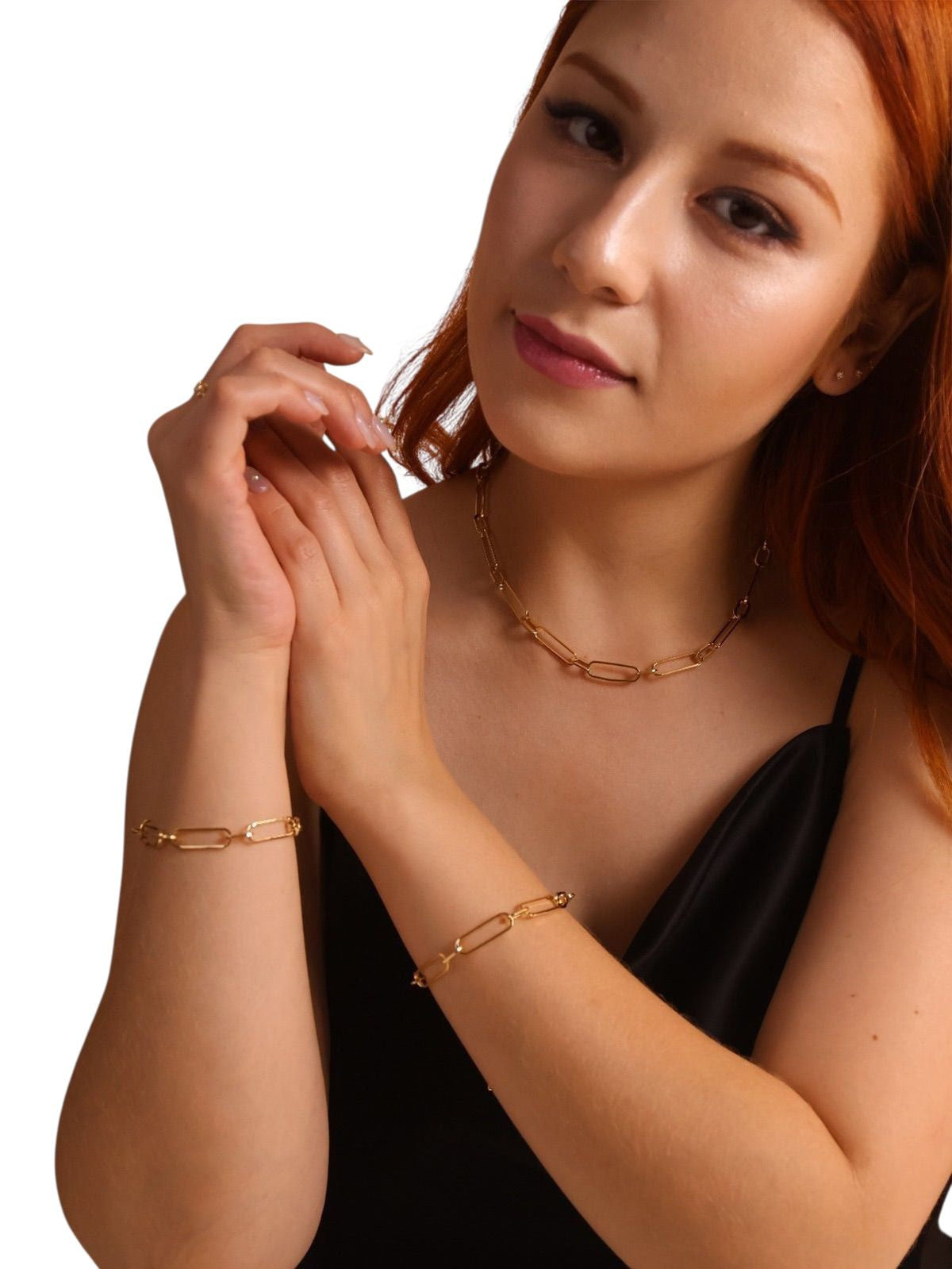 Chunky Paperclip Link Chain Necklace in 18K gold-filled, view 2