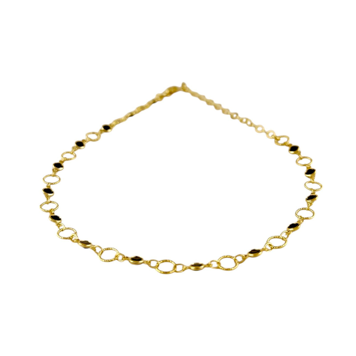 Black CZ Circles Choker Necklace in 18K gold-filled, view 2