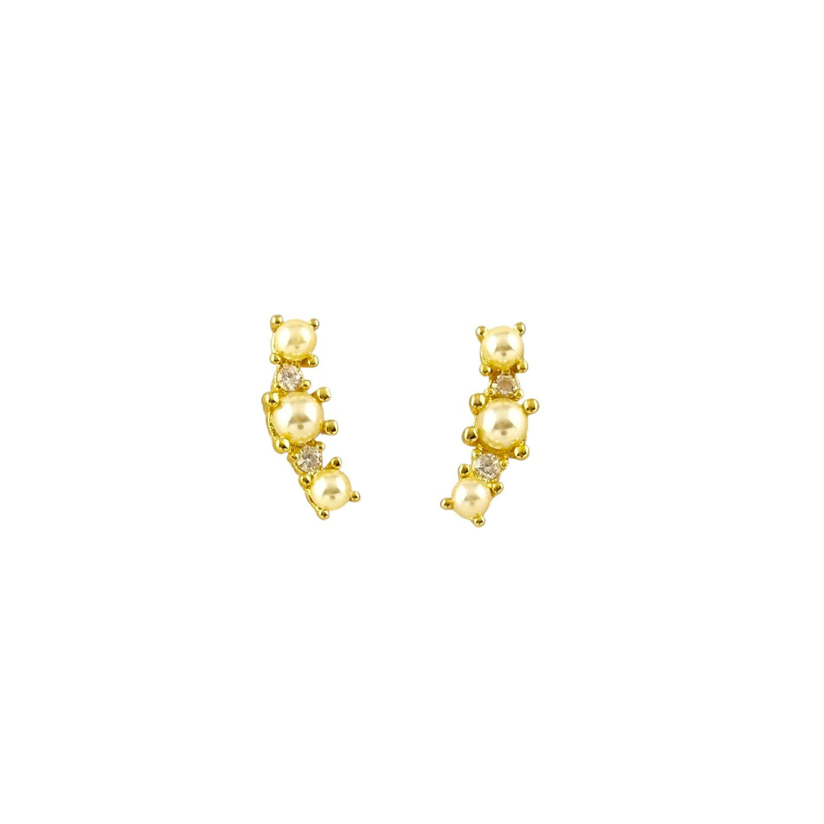 Pearl Crystal Stud Earrings in 18K gold-filled