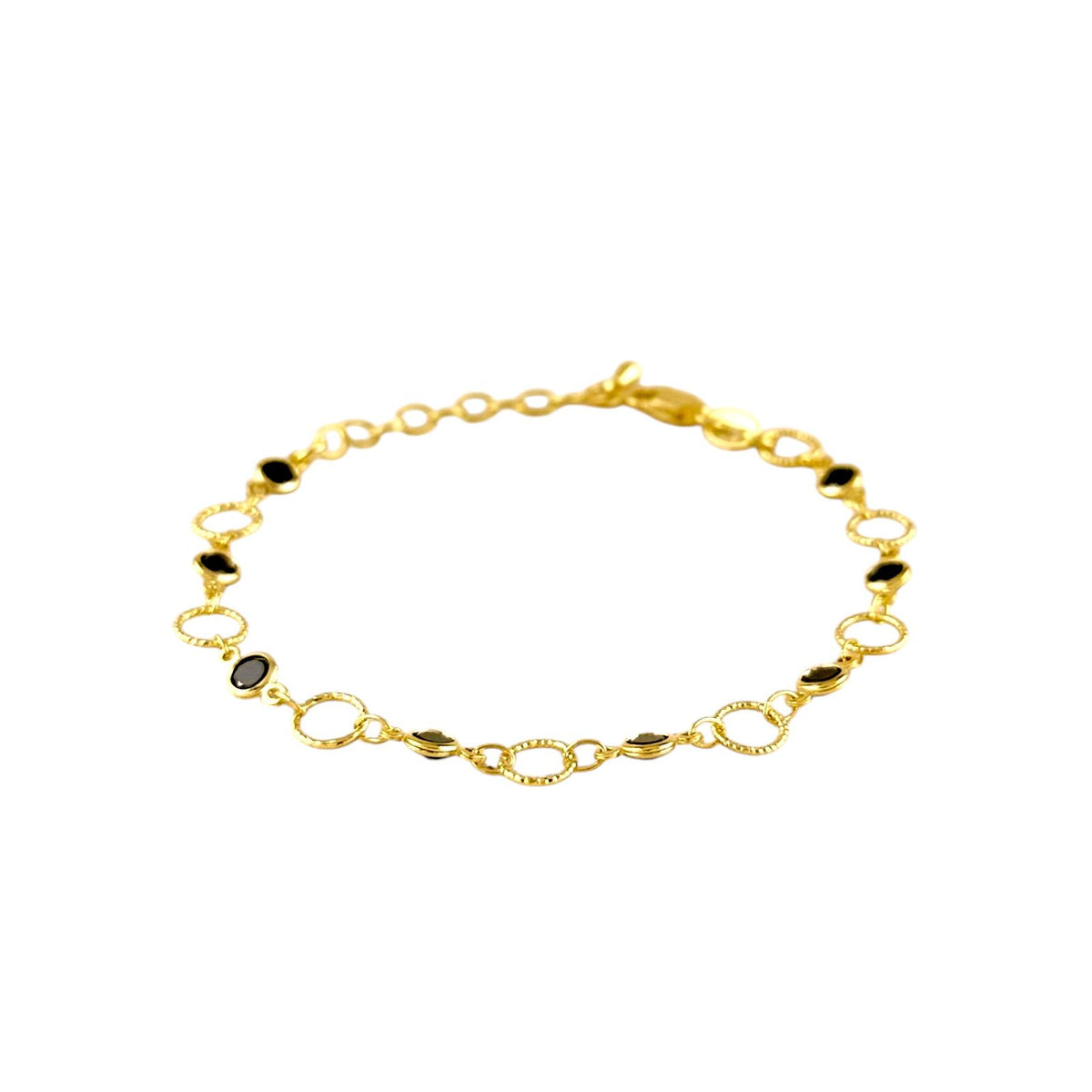 Black CZ Circles Bracelet in 18K gold-filled