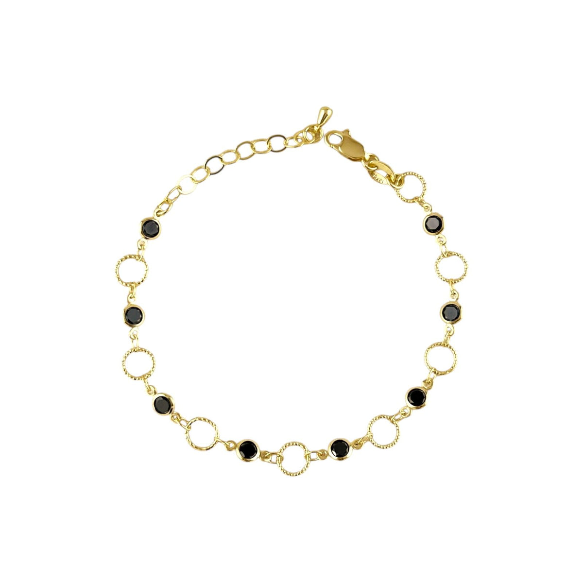 Black CZ Circles Bracelet in 18K gold-filled, view 2