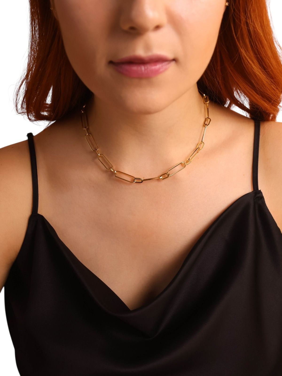 Chunky Paperclip Link Chain Necklace in 18K gold-filled, view 3