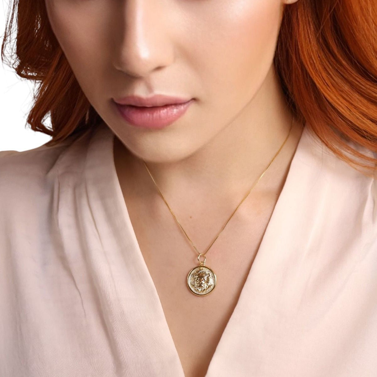 Lion Medallion 18k Gold Filled Pendant