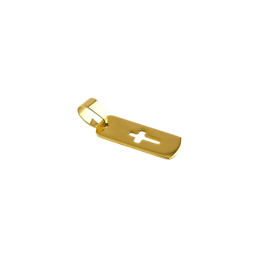 Cross Cutout 30mm 18K Gold Filled Tag Pendant