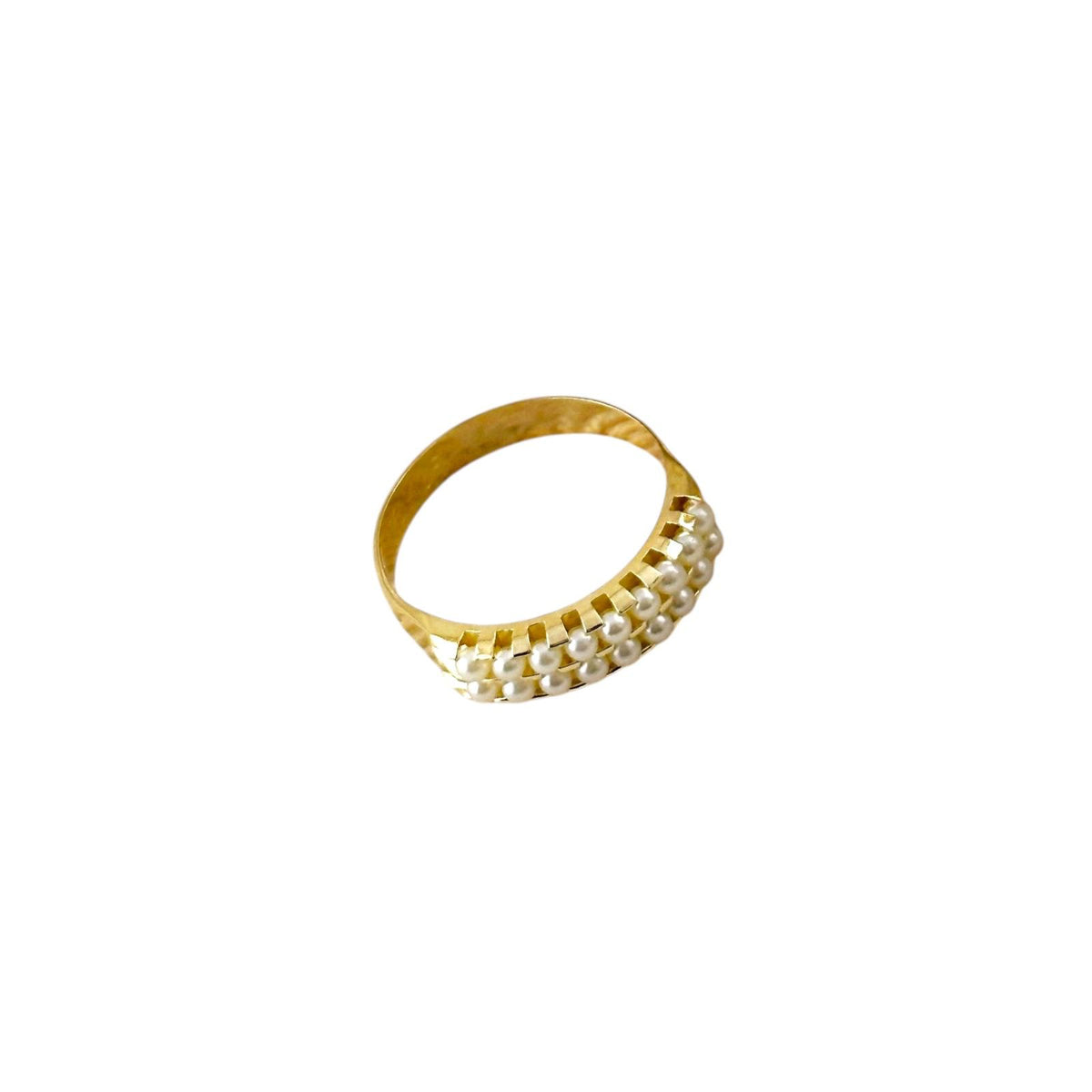 Double Row of Pearls Band Ring in 18K gold-filled, view 5