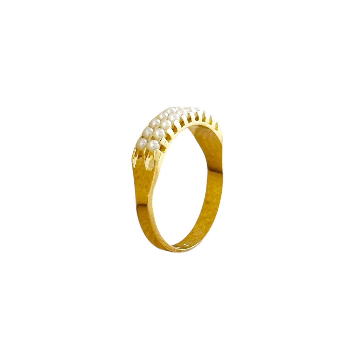 Double Row of Pearls Band Ring in 18K gold-filled, view 2