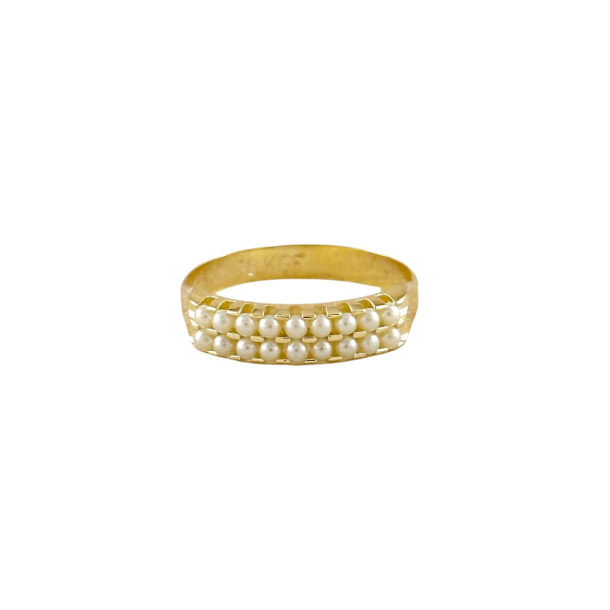 Double Row of Pearls Band Ring in 18K gold-filled, view 3