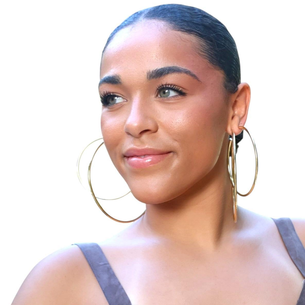 Oversized Hoop 105mm Earrings in 18K gold-filled, view 7