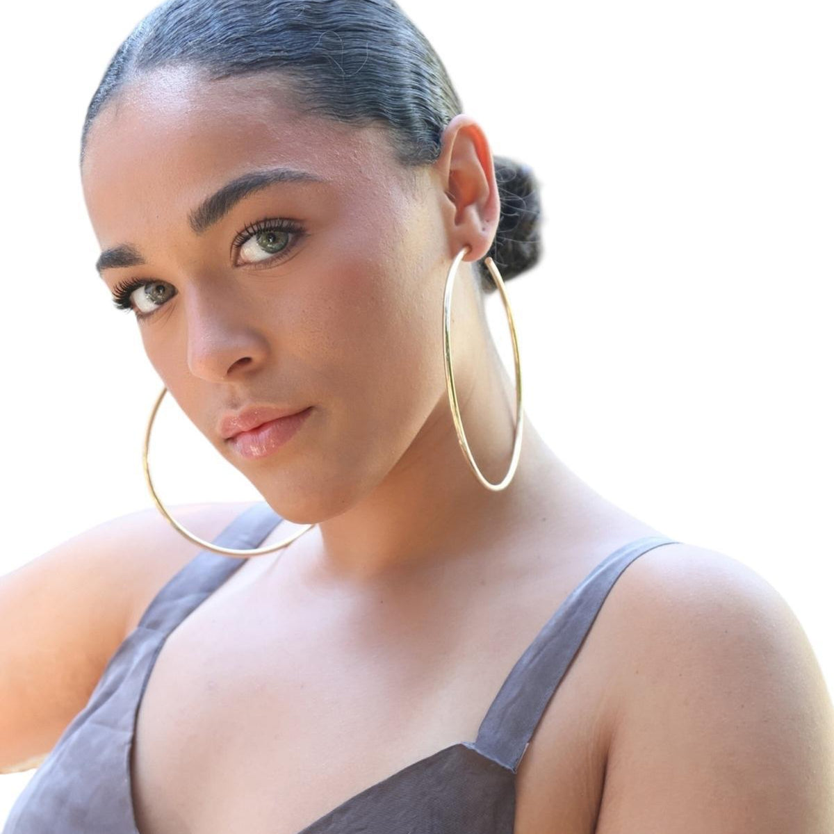 Oversized Hoop 105mm Earrings in 18K gold-filled, view 3