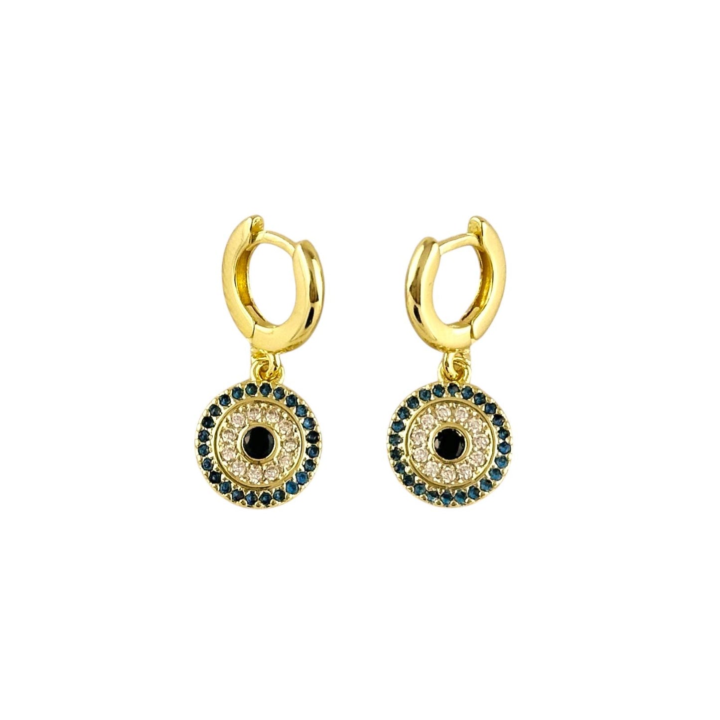 Mandala Evil Eye 18k Gold Filled Dangling Earrings