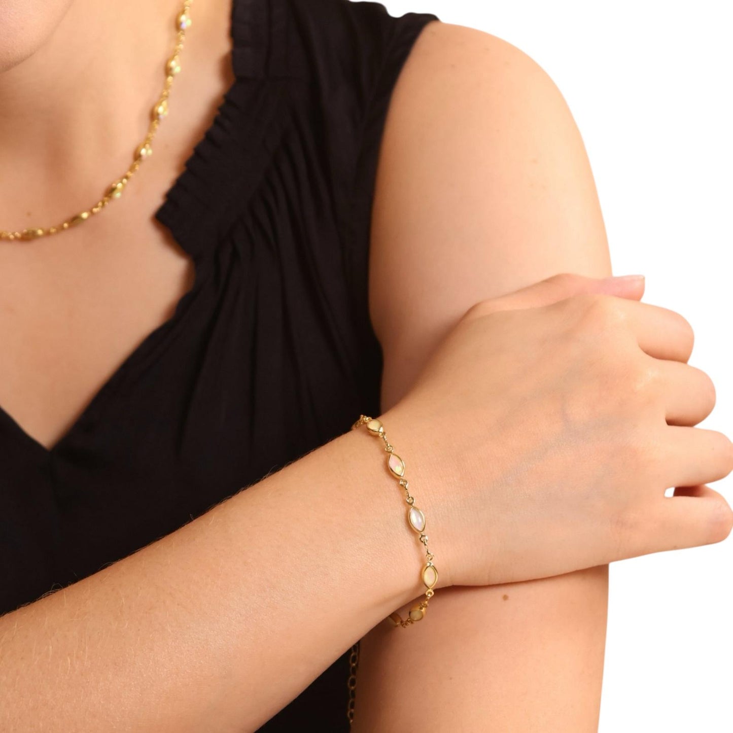 Opal Bead Bracelet 18k Gold Filled Bracelet