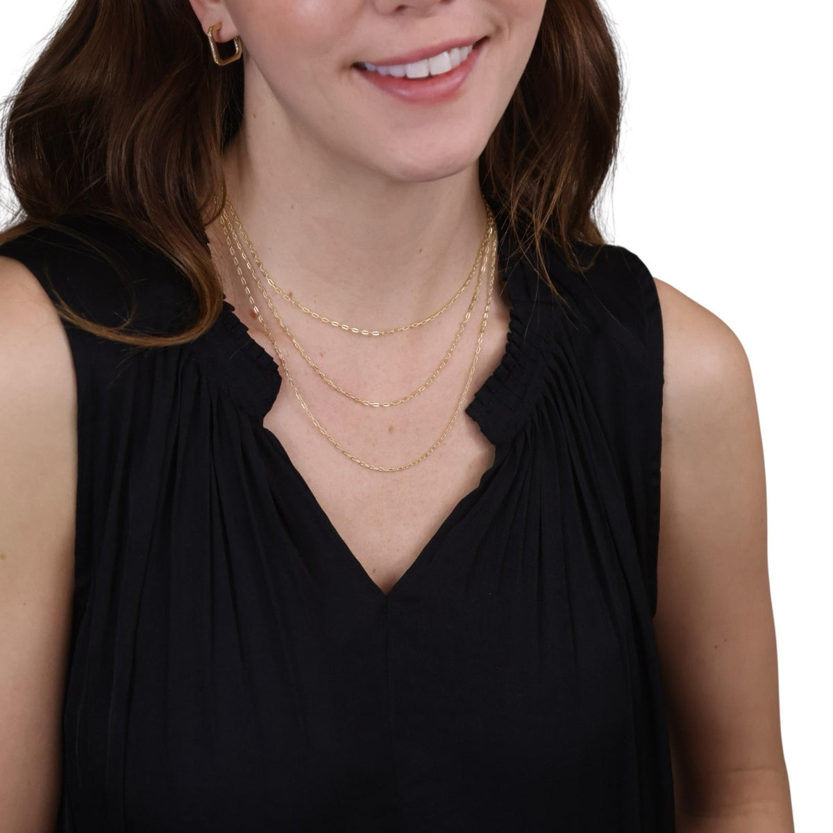 Diamond Cut Paperclip Chain Necklace in 18K gold-filled, view 2