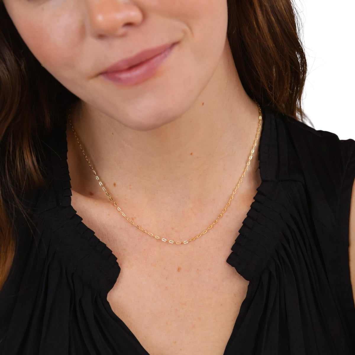 Diamond Cut Paperclip Chain Necklace in 18K gold-filled, view 5