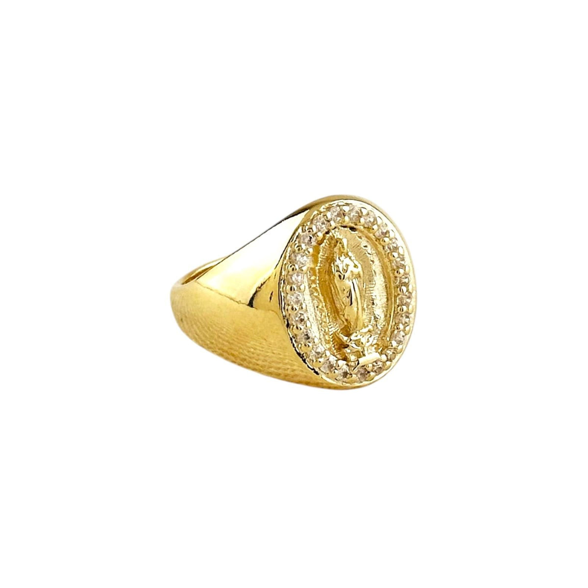 Our Lady of Guadalupe Medal CZ Ring in 18K gold-filled, view 2