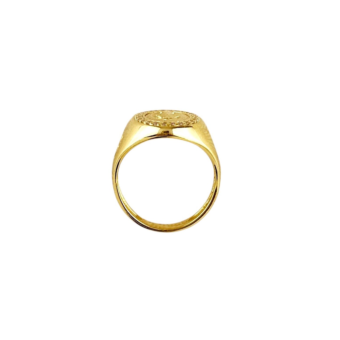 CZ Lady of Grace Medal 18K Gold Filled Ring
